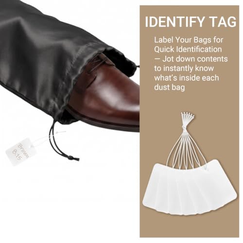 Q&J Fabric Co. 6 Pack Satin Dust Bag 17.7x7.9 inch Black 100% Polyester Silk Bag Purse Dust Bag Shoe Bags for Closet Purse Protector Bag Dust Covers for Purses - color: Black, size: 17.7"x7.9"