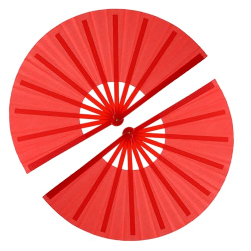13inch Large Rave Fan Popping Fan Clacking Fans for Line Dancing,Hand Fans for Women Foldable,Boots on The Ground Fan,Portable for Outdoor,Wedding,Party,Decoration(Red,2 Packs) - color: Red