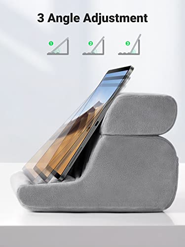 UGREEN Tablet Pillow Stand for Lap Soft Holder Bed with 3 Viewing Angles Adjustable Home Office Accessories Compatible with iPad Pro 13 12 11 10.5 Air Mini 5 4 3 2 Phone 16 15 14 E-Reader Grey - color: Grey