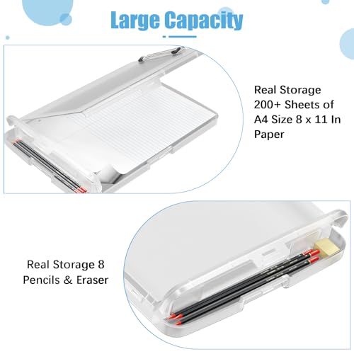 Hongri Clipboard with Storage with Pencil Case, 8.5 x 11 Storage Clip Board - color: Translucent