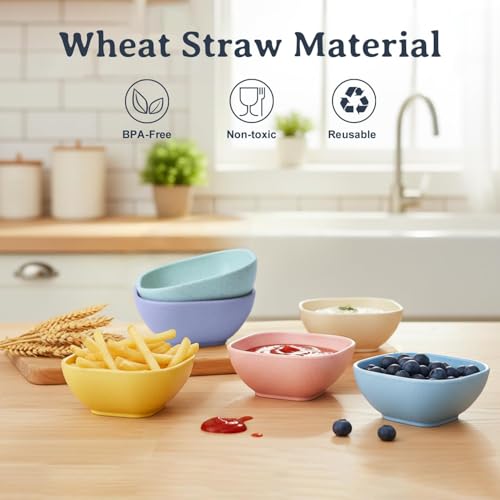 Soy Sauce Dish 5 OZ, Unbreakable Small Bowls for Dip - Colorful - color: Multicolor, size: 5 OZ