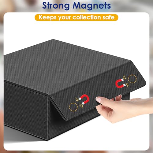 1800+ Card Deck Case, Leather Magnetic Storage Case for Trading Cards - color: 1800+ Black
