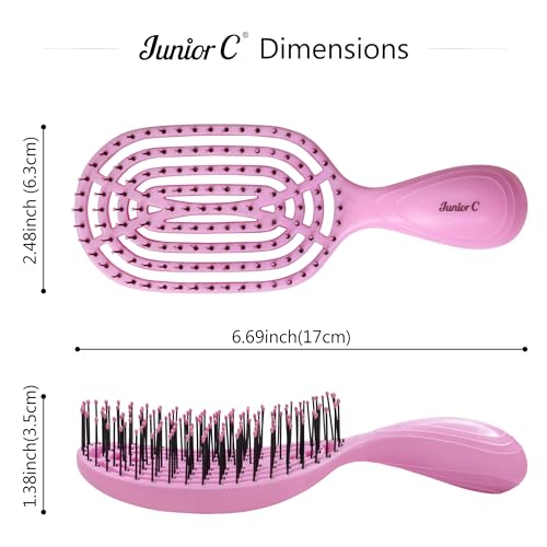NuWay 4Hair® Junior C® - Compact Size Professional Curved Hairbrush - Vented Design Delivers Smoothing And Volumizing Quick Dry - Heat Resistant Bristles For Wet & Dry- Baby Pink - 1 Pc - color: Baby Pink