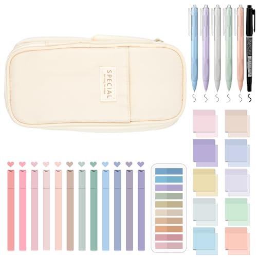 Jutom 39 Pcs Aesthetic Book Annotation Kit,Cream,Cute Style - color: Cream, style: Cute Style