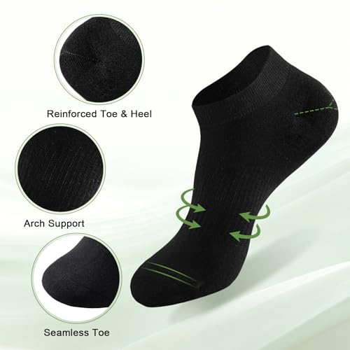 Women's Ankle Socks, 5 Pairs, Bamboo Rayon Ultra Thin Low Cut - color: Black, size: Large
