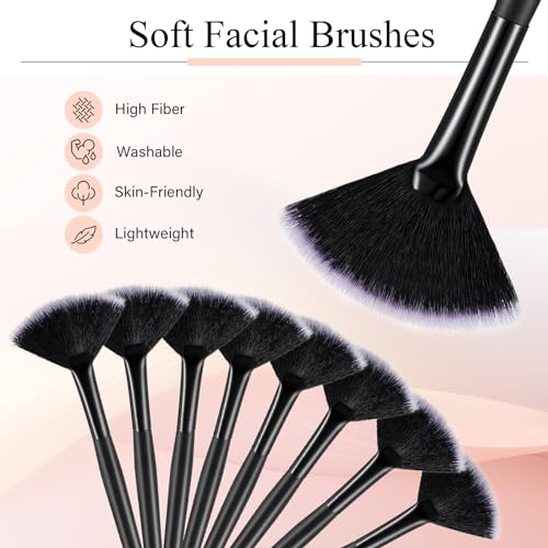 Maitys 9 Pieces Facial Fan Mask Brushes, Black with White - color: Black with White