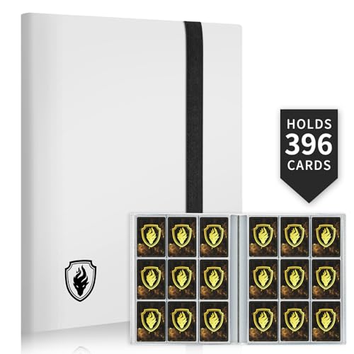 Fabmaker Card Binder 9 Pocket, 396 Pockets Trading Card Binder Case, White - color: White
