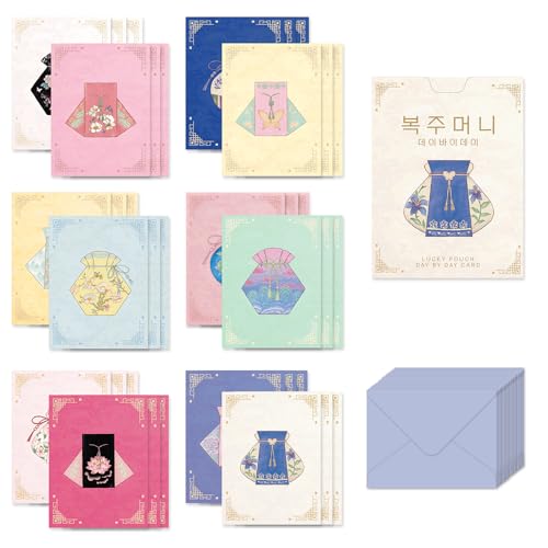 Monolike Day by Day Card, 103 Lucky Pouch - Mix 48 Mini Single cards, 24 envelopes Package - color: 103 Lucky Pouch