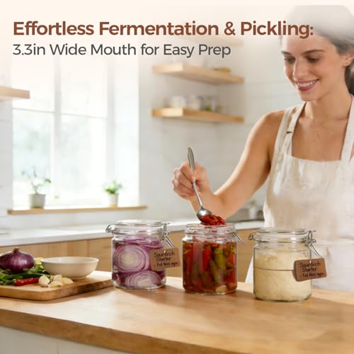 ComSaf 17 oz Overnight Oats Containers with Lids 6 Pack Wide Mouth - size: 17 fl oz x 6 - Wide Mouth