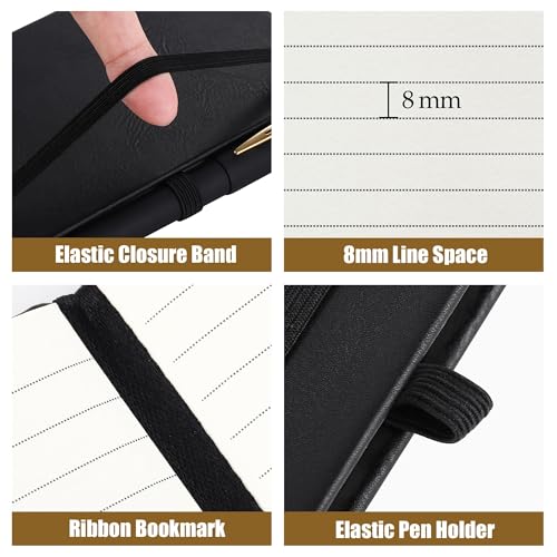 50 Pack Pocket Notebook Journals with Pens, 160 Pages, 3.5x5.5 Inches, A6 Mini Notebooks Small Journals College Ruled Hardcover Notebook PU Leather Notepad with Pen Holder for Office School