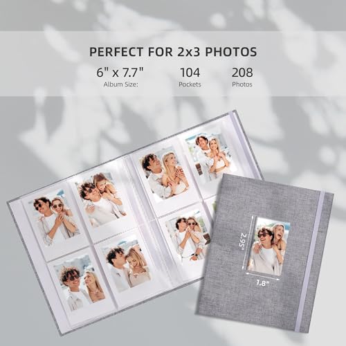 Vienrose Mini Polaroid Photo Album 208 Photos 2x3 Inch Grey 1 PACK - color: Grey, size: 1 PACK