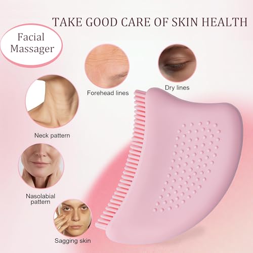 Lymphatic Contour Face Brush for Puffiness Relief & Jawline Sculpting, Soft Exfoliating Face Tool for Daily Skincare Routine, Gentle for Sensitive Skin