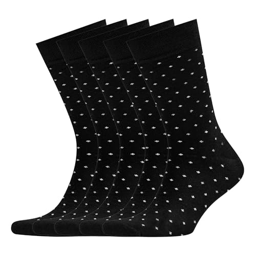 VRD Men's Dress Socks Bamboo Rayon, 5-Pack Crew Socks, Multiple Colors and Designs, Shoe Size 8-13, Gift Box - color: 28: Black, 5-pack Dotted