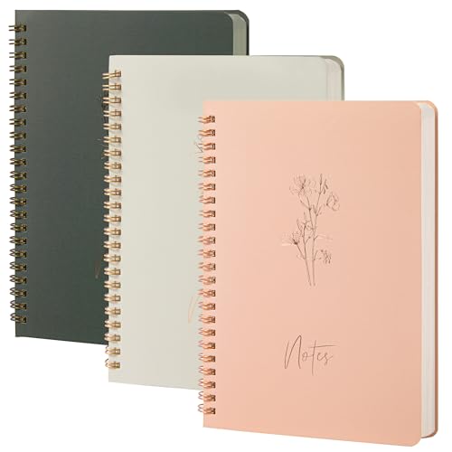 MGGAO 3 Pcs Spiral Notebooks For Women, Aesthetic College Ruled Journal - color: Pack 1