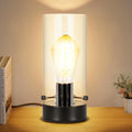 Table Lamp for bedroom, Modern Glass Lamp Bedside Lamps for Night stands - color: Black-Clear
