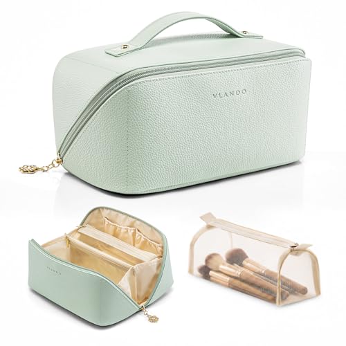 VLANDO Makeup Bag,Women Travel Toiletry Case,Carry Handle,Mint Green - color: 07-Mint Green