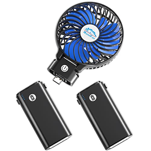 HandFan 10400mAh Portable Handheld Fan, 40Hrs Long-Lasted Hand Fan Rechargeable, Mini Personal Fans Foldable, Heavy Duty Battery Fans for Travel Beach Concerts Cruise Makeup(Blue Blade) - color: Blue Blade