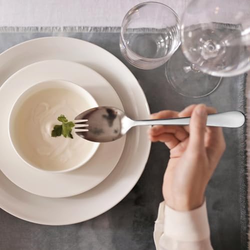 Alata Sporks, 4-Pack Food-grade Stainless Steel Sporks, 7.4 Inches Long Handle Salad Forks For Dessert, Ice Cream, Salad, Soup, Noodle, Spaghetti, Dishwasher Safe - size: Silver