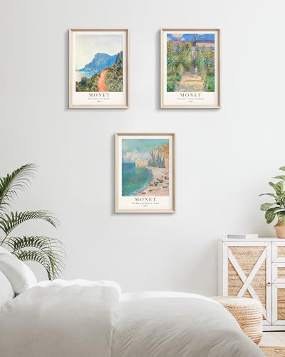 HesenDot Framed Wall Art, Claude Monet Landscape Canvas Prints Set - color: Framed Monet Impressionism, size: 16"L x 12"W