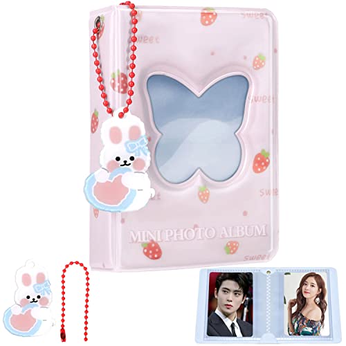 3 Inch Kpop Photocard Binder, Pink Butterfly, Polyvinyl Chloride, 20 Pockets, 4.33 x 3.15 x 1.18 Inches - color: Pink Butterfly