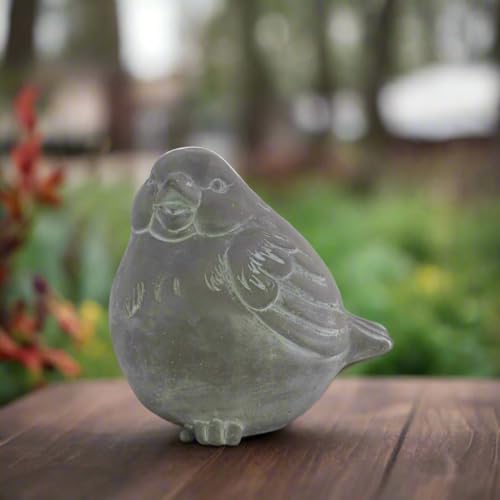 Cement Sitting Bird Figurine, Gray Concrete Finish (7.5 X 6 X 6.75 In.) - size: 7.5"L x 6"W x 6.75"H