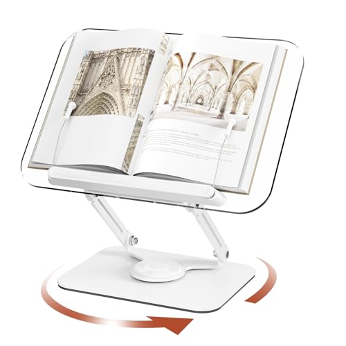 BYMECOST Acrylic Book Stand for Reading, Adjustable Book Holder, White - color: White, size: 13.4"