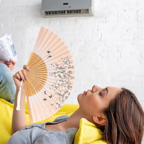 Yulejo 20 Pcs 8.27" Japanese Fan Chinese Folding Hand Fans with Tassels - style: Fresh Style