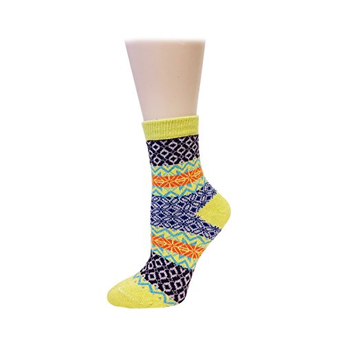 Bowbear Women’s 5-Pair Vintage Pattern Wool Socks - color: Colorful Weave, size: 9-11