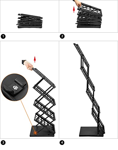 QWORK Magazine Brochure Display Rack Stand, 4 Pocket Foldable Literature Catalog Rack Book Holder Tradeshow Display Stand, for Office Store and Exhibition Trade Show (Black) - color: Black, size: 1 Pack