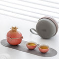 Pomegranate Shape Travel Teapot, Portable Ceramic Tea Set, 1 Pot 3 Mini Cups, Tea Set for One to Three, Tea Gift for Tea Lovers