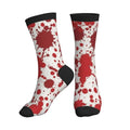Crew Athletic Socks Funny Crazy Casual Sports Novelty Dress Socks for Women Men Running Hiking - color: Red Bloody Blood Splatter