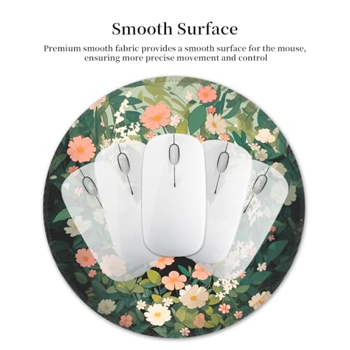 Hancynir Black Cat Round Mouse Pad, Small Mousepad for Laptop Desk Office - color: Cute Flower Cat