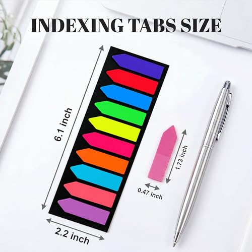 Ericter Arrow Sticky Tabs 1200 PCS Neon Colors, Book Annotation Tabs Writable, Bright Sticky Flags Page Markers, Translucent Sticky Notes for Books, Study Office Supplies, Sticky Bookmarks - color: Bright Neon, size: 1200