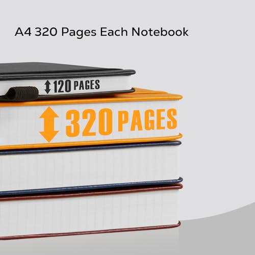FOCUS DAY Notebooks College Ruled, A4 (8.5 x 11) Large Notebook Journal with 100GSM Lined Paper, Hardcover Leather Journaling Notebooks for Women & Men, 320 Pages, Big Black Notebook - color: 2.Black, size: A4