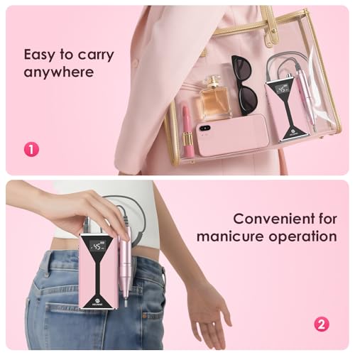 Professional Electric Nail Drill 45000RPM Cordless Nail File - color: Pink