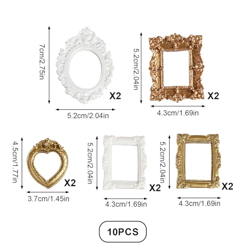 10-Piece Assorted Mini Picture Frames Resin Craft Decor