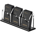 SANRUI Black Vertical Business Card Holder for Desk 3 Slot Clear Acrylic