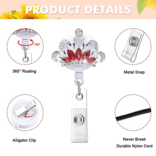 Crystal Badge Reel Retractable ID Holder with Crown & Cat Design 5 Pack - color: Cat,crown