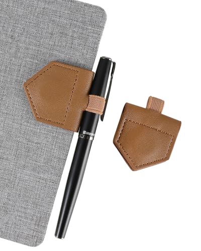 Magnetic Leather Bookmarks with Pen Holder Vegan Leather Book Marks Gifts for Reading Book Lovers Notebook Travelers (Brown-2PC) - color: Brown-2pc