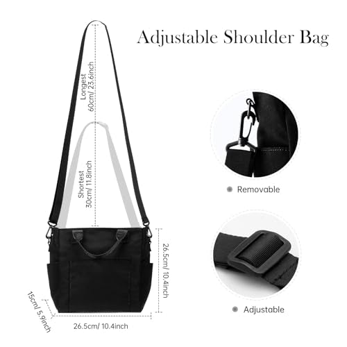 Crossbody Shoulder Bag for Women - Water Resistant Casual Handbag Purse with Multiple Pockets, Adjustable Strap - color: Black