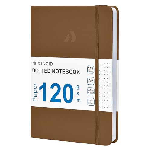 Nextnoid A5 Dotted Notebook, Hardcover, 256 Pages, 120 GSM, Brown - color: Brown, style: Dotted 256 Pages