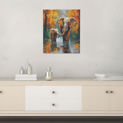 Elephant Wall Art Forest Canvas Wall Decor Pictures Paintings Prints Artwork Framed Decorations For Bathroom Bedroom Living Room Office Gifts 20" x 24" - color: Elephant, size: 24"L x 20"W