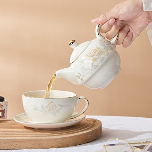 Tea for One Set, Teapot and Cup Set, Gold Rose - color: Gold Rose