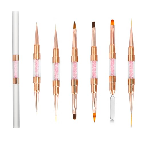 Dual-Ended Nail Art Liner Brushes(6PCS) - 5/7/10/15/19mm Precision Tips for Gel Polish Acrylic Painting, DIY Manicure and Cuticle Polish Mistake Correction - color: White-6Pcs
