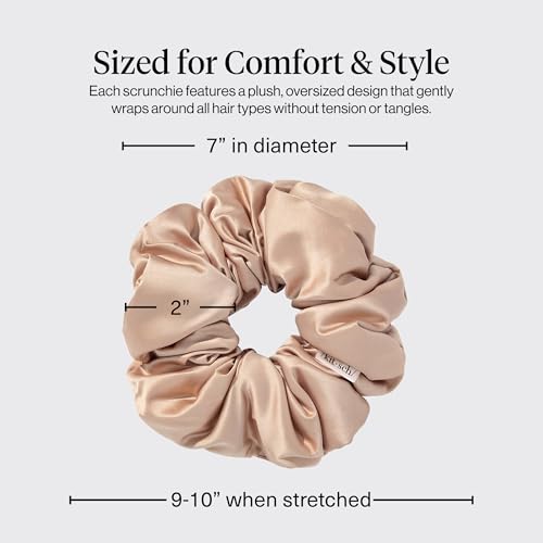 Kitsch Pillow Satin Scrunchies for Women - Blush, 4pcs - color: Blush (4 Pcs)
