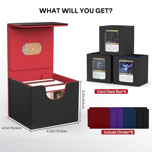 ZLCA 4PCS MTG Commander Deck Box Holds 110+ Double Sleeved Cards - color: 4pcs-Multicolor, size: A-Horizontal-Commander