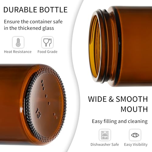 KEYWING 2oz Amber Glass Jars with Black Lids, 48 Pack Cosmetic Containers - color: Amber, size: 2oz-48Pack