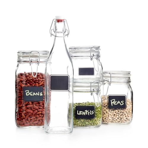 Bormiolio Rocco Clear Jar with Chalkboard, 25.3 Oz - size: 25.25 oz., Single Jar