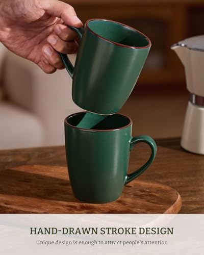famiware Venus Coffee Mugs Set of 6, 13 oz Ceramic Stoneware Mug Cup Set - color: Dark Green, size: 6pcs