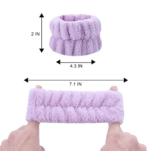 6 Pcs Wrist Spa Washband Microfiber Wrist Wash Towel Band Wristband Scrunchies for Washing Face - color: PInk+Purple+Sky Blue